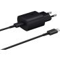 شاحن سامسونج، 3 امبير، 25 وات، كابل USB-C، اسود - EP-TA800