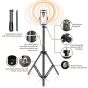 AIXPI Ring Light with Tripod Stand and Phone Holder, 10 Inch - Black