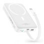 Baseus Magnetic Mini Wireless Power Bank with Built-in Type-C Cable, 1 Port, 10000 mAh, 30W, White - P1002210B223-00
