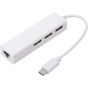 موزع USB من الفئة C مع محول منفذ لان - ابيض