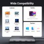 موزع USB-C يو جرين ريفودوك برو 210، 10 منافذ، 100 وات، رمادي غامق - 15534