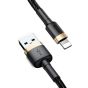 كابل USB لايتينج باسيوس كافول، 2.4 امبير، 1 متر، اسود وذهبي - QC3.0