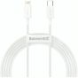 Baseus USB-C to Lightning Charging and Data Cable, 2 Meters, White - CATLYS-C02