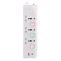 E-train Power Strip, 3 Output Plugs, 1 USB, 1 USB-C, 2.4A, 16A, 1.5 Meters, White - PS074