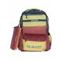 Gharibo Bags School Backpack With Pencil Case For Boys, Be Smart Pattern - Beige and Red