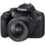 كاميرا كانون EOS 2000D بعدسة DSLR، دقة 24.1 ميجا بكسل، 18-55 مم - اسود