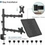 Bontec Single Arm Holder for 13 to 27 Inch Monitors, with Laptop Tray up to 17 inch, Black - MDM001B-LT-MN