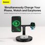 Baseus 3-in-1 Wireless Magnetic Charging Stand, 20 Watt, 1 USB-C Port, Black - WXTE000101​