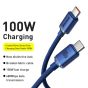 كابل شحن ونقل بيانات USB فئة C باسيوس كريستال شاين سيريز، طوله 1.2 متر، ازرق - CAJY000603
