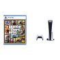 Sony PlayStation 5, 1 Wireless Controller, White - CFI-1016A01 MEE, with Grand Theft Auto V for PlayStation 5