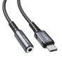 كابل من USB فئة C إلى مقبس صوت مقاس 3.5 ملم اسي فاست، 0.18 متر، اسود - C1-07