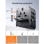 Joyroom Universal Travel Adapter, 65 Watt, AC and 5 USB Ports, Black - JR-TCW02