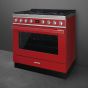 Smeg Free-Standing Gas Cooker, 6 Burners, Red - CPF9GMR