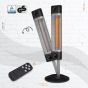 Veito Electric Free Standing Heater with Remote Control, 1700 Watt, Black and Silver - CH1800RE
