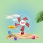 ATA Rawan Wall Fan, 16 Inch, White and Red- B1605