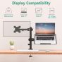 Single Arm Holder for 27 Inch Monitors, with Laptop Tray Up to 17 Inch, Black - M001LP