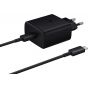 Samsung Wall Charger, 45 Watt, USB Type-C, Black - EP-TA895XBEGWW with USB Type-C to USB Type-C Cable, 1.8 Meters - EP-DX310JBEGWW