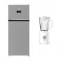 Beko No Frost Top Freezer Refrigerator, 420 Liters, Brushed Silver - RDNE420K02DXITEG, with Blender, 1.5 Liters, 600 Watt - TBN 62608 W