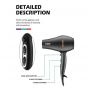 VGR Hair Dryer, 2200 Watt, 3 Temperatures, Black - V-433