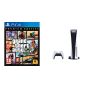 Sony PlayStation 5, 1 Wireless Controller, White - CFI-1016A01 MEE, with Grand Theft Auto V, Premium Edition for PlayStation 4