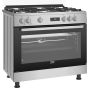 Beko bPRO 500 Gas Cooker, 5 Burners, Stainless Steel and Black-  GGR 15325 FX NS