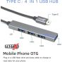 موزع USB فاست اكس 4 في 1، رمادي - FX 4 port usb hub Grey