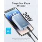باور بانك انكر، 10000 مللي امبير، 3 منافذ USB، ازرق - A1256H32