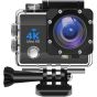 4K Waterproof Action Camera with 2 Rechargeable Batteries, 16MP - Black