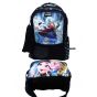 Gharibo Bags School Backpack With Lunch Bag and Pencil Case for Girls, Frozen Pattern - Black
