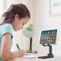 Adjustable Phone Stand for Desk, Foldable Cell Phone Holder for Desk, Stable Aluminum Desktop Holder, Universal Tablet Adjustable Stand Compatible with Mobile Phone/iPad/Tablets (Black)