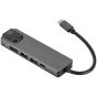 موزع 5 في 1 بمنفذ USB-C، لاجهزة بمنفذ C - رمادي