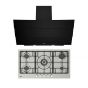 Beko Built-In Gas Hob, 5 Burners, Silver - HIMW 95226 SXEL with Beko Built-in Decorative Hood, 90cm, Black - HCA92640BHE