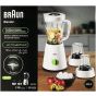 Braun Countertop Blender with Chopper and Grinder, 1.5 Liters, 500 Watt, White-JB0123WH