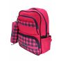 Gharibo Bags School Backpack With Pencil Case For Girls, Cross Lines Pattern - Pink