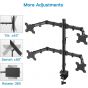 Huanuo Quad Arm Holder for 13 to 27 Inch Monitors, Black - HNQF2