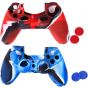 Jamswall Silicone Cover For PlayStation 4 Controller With Analog Caps - Red and Blue