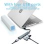 موزع USB وي كاست، 4 في 1، رمادي - T3005A