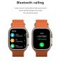 W&O X8 Plus Ultra Smart Watch - Silver Case and Orange Strap with AirPods Pro Earbuds - White