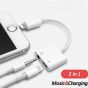 Keendex Lightning 2 in 1 3.5mm Earphone Audio & Charger Splitter, White - KX 2473