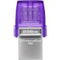 فلاش درايف USB فئة C كينجستون داتا ترافلر، سعة 256 جيجا، ارجواني وفضي - DTDUO3CG3/256GB