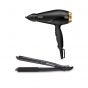 Babyliss Power Pro 2000 Hair Dryer, 2000 Watt, Black and Gold - 6704E With  Babyliss 2 in 1 Wet and Dry Hair Curler & Straightener, Black - ST330E