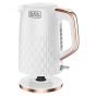 Black + Decker Electric Cordless Kettle, 1.7 Liters, 2200W, White - JC190W