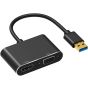 USB-A to HDMI VGA Hub, 2 Ports - Black