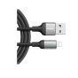 كابل شحن ونقل بيانات USB-A الي لايتنينج جوي روم بتصميم مضفر، 30 وات، 3 امبير، طوله 1.2 متر، اسود - S-A10