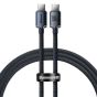 كابل شحن ونقل بيانات USB فئة C باسيوس كريستال شاين سيريز، طوله 1.2 متر، اسود - CAJY000601