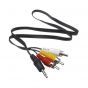 Keendex Aux 3.5mm to 3×RCA Audio and Video Cable, 3 Meters, Black - KX 3387