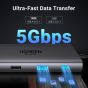 موزع USB-C يو جرين ريفودوك برو 210، 10 منافذ، 100 وات، رمادي غامق - 15534