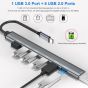 Aluminium USB-C Hub, 7 Ports - Silver