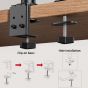 Dual Arm Holder for 27 Inch Monitors - Black