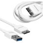 كابل شحن USB 3.0 الي مايكرو B لسامسونج جالكسي نوت 3 - ابيض